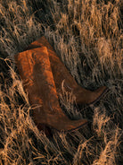 high suede flower boots brown