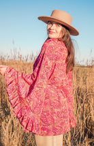 Pink bell sleeve kimono